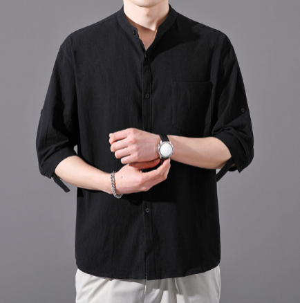 Mandarin Collar Linen Shirt